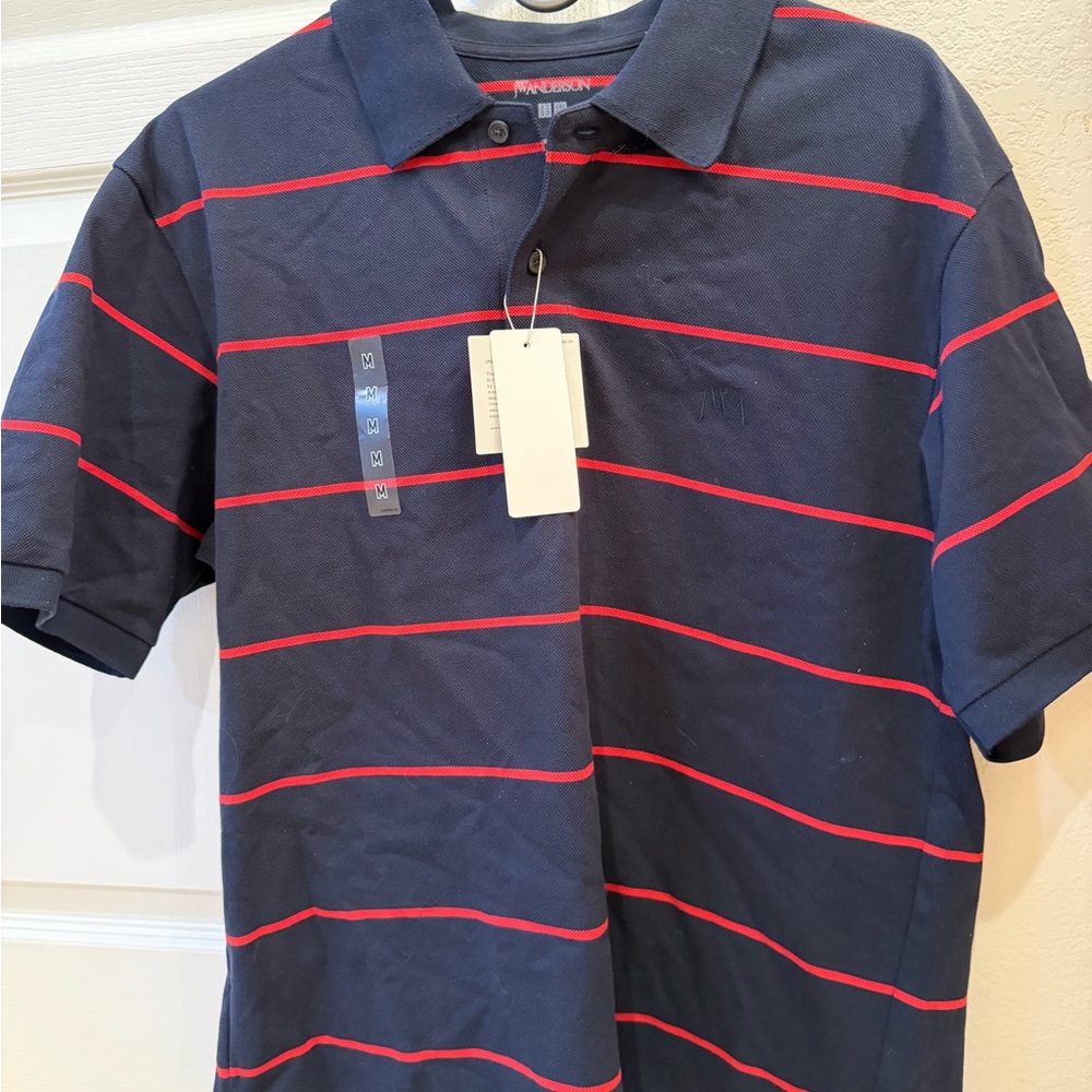 Uniqlo Navy Polo with Red Stripe Detail
